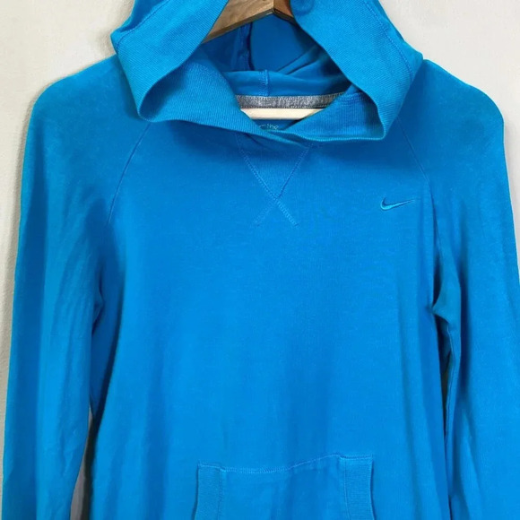 Vintage Nike Long Sleeve Hooded Pullover Sweatshirt Women's Medium Blue Active - Picture 5 of 14